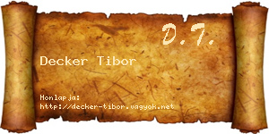 Decker Tibor névjegykártya